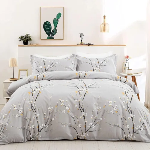 Miniatura 9 de WONGS BEDDING Juego de funda de edredón floral rosa tamaño individual, juego de ropa de cama reversible con 1 funda de almohada, juego de funda