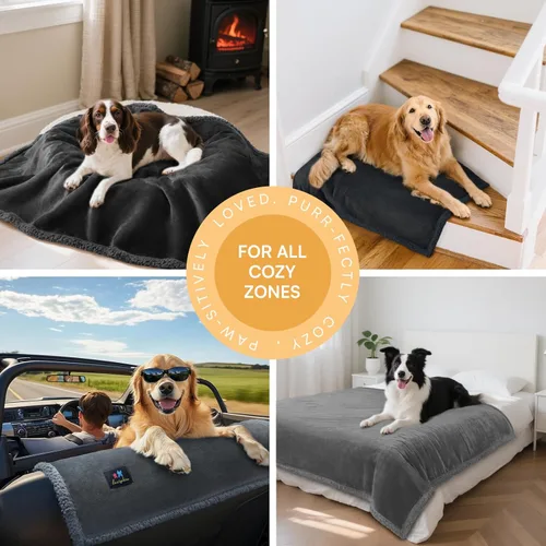 Miniatura 3 de Luciphia Manta de cama impermeable lavable, suave forro polar sherpa reversible para cachorros para perros medianos y grandes, funda protectora