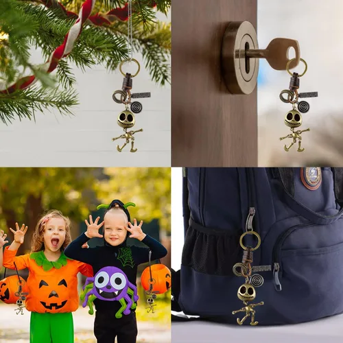 Miniatura 4 de Realpoo Reloj de bolsillo de Tim Burton's Nightmare Before Christmas con números arábigos, cadena de reloj de bolsillo de cuarzo para hombres