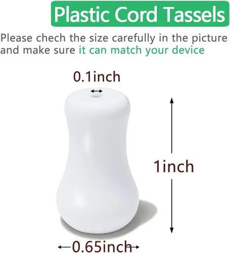 Miniatura 3 de 10 borlas de plástico blanco, pomos de cordón para persianas o persianas