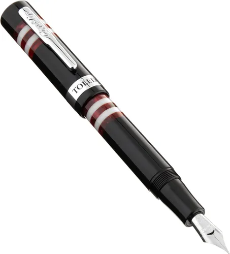 Miniatura 15 de Conklin Toledo - Pluma estilográfica en negro con segmentos de anillo naranja y blanco, punta de punta, instrumento de escritura premium con diseño