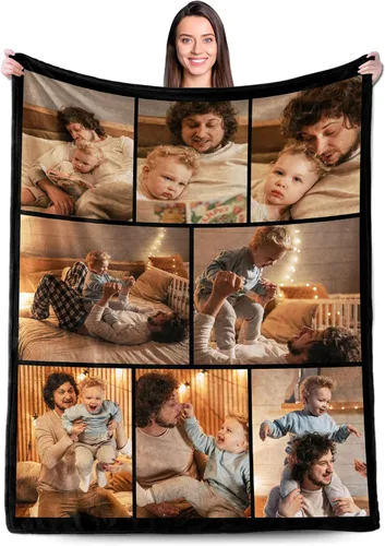 Miniatura 11 de Manta Personalizada para Novio y Novia con Fotos y Texto, Mantas Personalizadas para Parejas con Imágenes, Manta de Regalos de Boda Personalizados