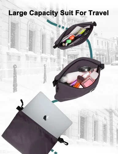 Miniatura 4 de GOX Paquete de 3 bolsas de aseo de viaje para hombres, organizador de equipaje de mano, bolsa con cremallera, bolsa portátil para cosméticos