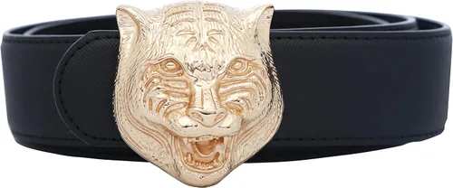 Miniatura 4 de Yuangu Cinturón de piel de vacuno con hebilla de tigre grande, 1.496in