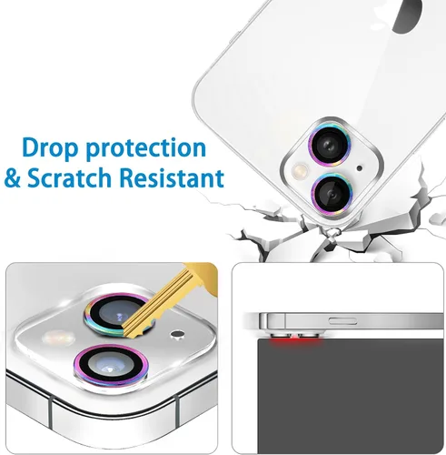 Miniatura 4 de Dengduoduo Paquete de 3 protectores de lente de cámara de vidrio templado para iPhone 14 de 6.1 pulgadas y iPhone 14 Plus de 6.7 pulgadas, Ultra HD