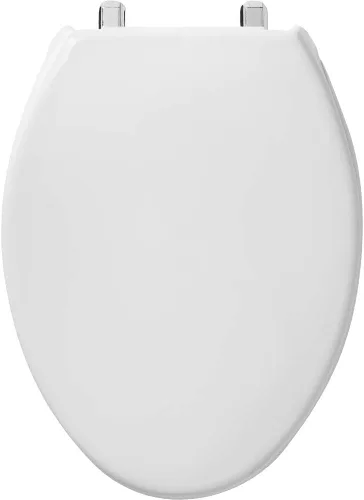 Miniatura 2 de BEMIS 1900SS 000 - Asiento de inodoro con tapa y bisagras autosostenibles de acero inoxidable, alargado, plástico, color blanco