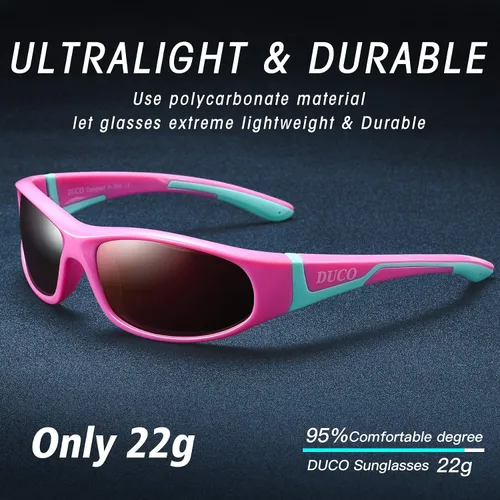 Miniatura 8 de Duco Kids - Anteojos de sol polarizados deportivos y de goma, con montura flexible, para niños