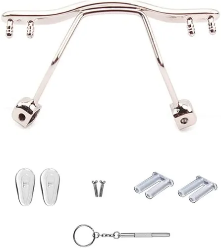 Miniatura 7 de Gafas sin montura doradas, puente de nariz, almohadillas para gafas, piezas de doble tapón de goma y accesorios de destornillador