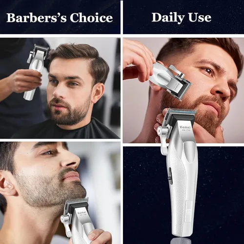 Miniatura 7 de KEMEI 1798 - Cortadora de pelo profesional para hombres, 9100 RPM inalámbrica, con cuerpo de metal, recortadora de pelo de 3000 mAh con pantalla