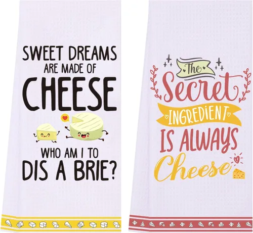 LXOMILL Divertidas toallas de cocina de queso, cestas de queso Punny y bonitos juegos de paños decorativos para platos