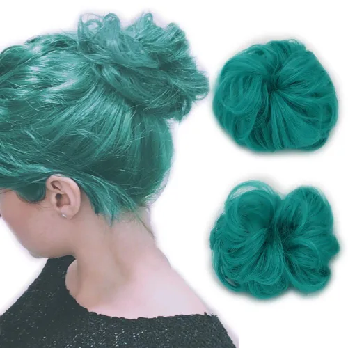 Miniatura 15 de 2 extensiones de cabello ondulado y grueso para mujer, de color negro natural, fibra sintética resistente al calor, para belleza, fiestas, uso