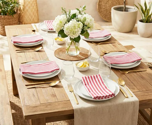 Miniatura 4 de PurpleEssences Servilletas de tela a rayas - Juego de 12 - 100% algodón - 18 x 18 pulgadas - Servilletas de cena para Navidad, vacaciones de blanco