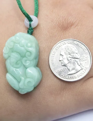 Miniatura 2 de Dahlia Fortune Pixiu - Collar de jade de grado real, certificado Birmania Jadeíta Pi Yao, cordón ajustable, Jade