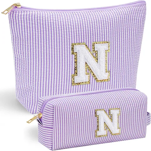 Miniatura 146 de YOOLIFE Regalos del Día de la Madre para mujeres, bolsa de maquillaje con inicial, bolsa de cosméticos, bolsa de maquillaje de viaje, regalos Rosado