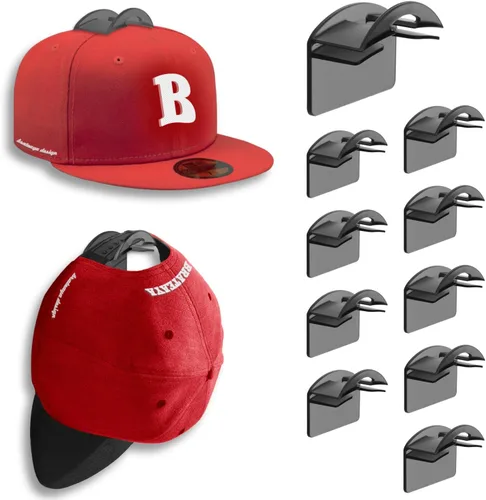 Miniatura 10 de Percheros para sombreros de pared, fuertes soportes adhesivos para sombreros, organizador para gorras sin perforación, paquete de 20 ganchos
