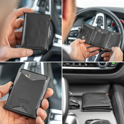 Miniatura 2 de DONBOLSO Wallet NextGen I - Cartera delgada moderna sin bolsillo para monedas hasta 11 tarjetas negro Nappa Black Classic