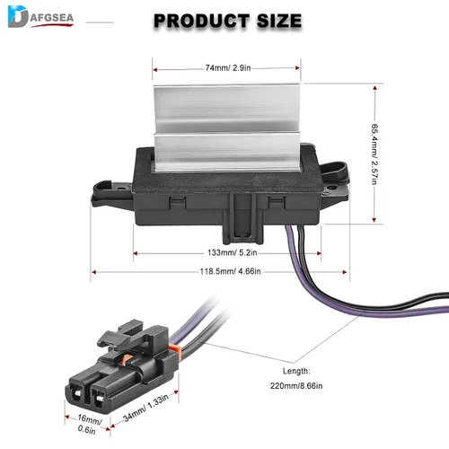 Miniatura 8 de Módulo de control de ventilador AC Resistencia del motor del ventilador para 2003-2007 Chevy Silverado Avalanche Suburban Tahoe, GMC Envoy Sierra