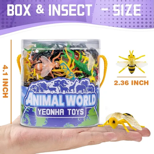 Miniatura 5 de 60 piezas de mini juguetes de insectos con caja de regalo, figura de insectos de plástico para niños, decoración de fiesta temática de insectos