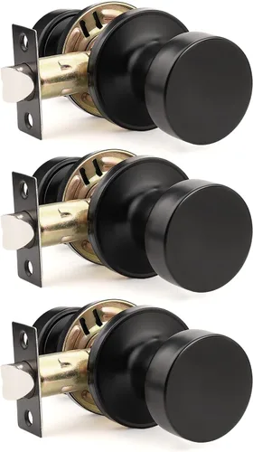 Miniatura 19 de Orger Paquete de 1 pomo de puerta interior negro mate, perilla de puerta de privacidad reversible con cerradura, pomo redondo sin llave para baño