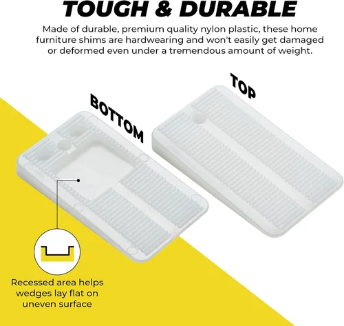 Miniatura 2 de Qualihome Cuñas de plástico de nailon para nivelar – Cuñas de plástico transparente para muebles del hogar, inodoro, cama, cuñas de mesa