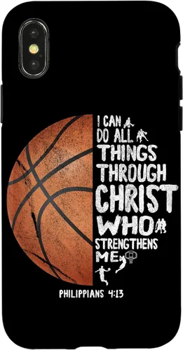 Miniatura 5 de Funda de baloncesto para iPhone 17 con texto en inglés "I can do All Things Through Christ Philippians