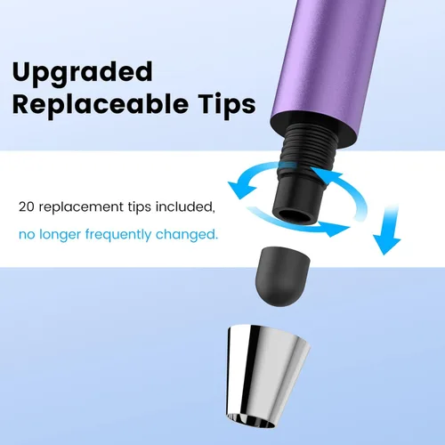 Miniatura 5 de MEKO - Bolígrafos para pantallas táctiles, paquete de 10 lápices capacitivos de punta de goma fina reemplazables con 20 puntas de repuesto
