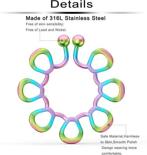 Miniatura 2 de Ftovosyo Piercing para pezones falsos de acero inoxidable con clip para mujer, joyería de perforación