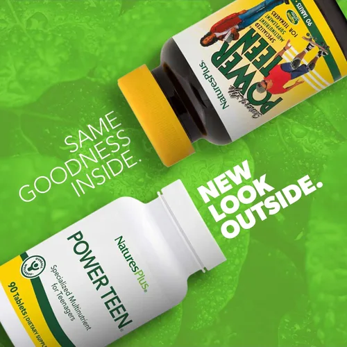 Miniatura 2 de NaturesPlus Source of Life Power Teen - 90 tabletas vegetarianas - Multivitamínico adolescente con minerales y alimentos integrales para el enfoque