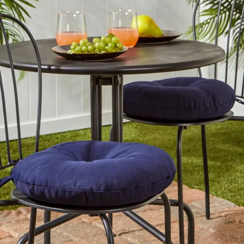 Miniatura 2 de Greendale Home Fashions Cojín redondo para asiento bistro de 15 pulgadas, 2 unidades (paquete de 1), Adobe Stripe