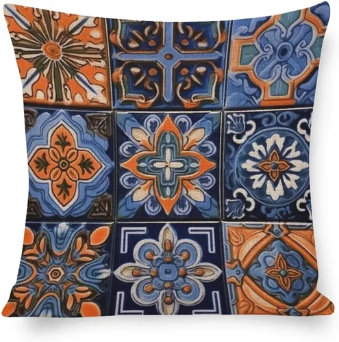 Miniatura 10 de Funda de cojín de lino con diseño de rayas bohemias, estilo bohemio, mexicano, retro, multicolor, funda de almohada decorativa de tela de lino