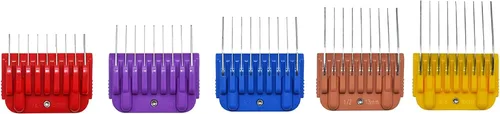 Miniatura 6 de Juego de peines guía de acero inoxidable para animales de 8 colores, desde 1/8 de pulgada hasta 1 pulgada (3-25mm), compatible con Andis, Oster A5