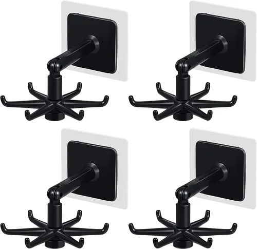 Miniatura 10 de Ganchos Portautensilios Colgantes Soporte para Utensilios de Cocina Gancho para Pared Montaje con Rotación de 360 Grados Gancho Plegable