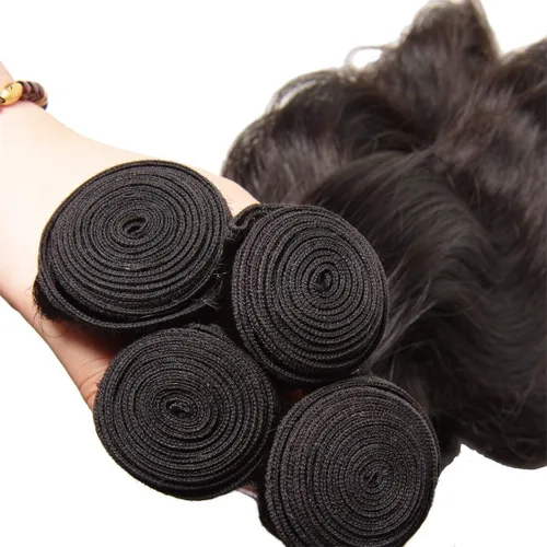 Miniatura 3 de UNice 4 manojos de cabello humano brasileño ondulado, 100% real, sin procesar, extensiones de cabello humano virgen, color negro natural, 20, 22