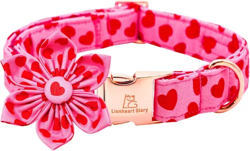 Miniatura 12 de Lionheart glory Collar de lazo para perro para el día de San Valentín, collar de perro para perros grandes, collares de perro con corazones con A