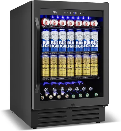 Miniatura 15 de Velivi Mini refrigerador con puerta de cristal, nevera pequeña, escritorio, enfriador de bebidas para bebidas de cerveza, 1.4 pies cúbicos