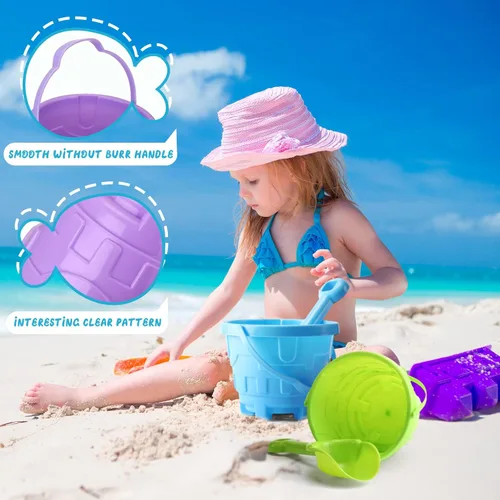 Miniatura 3 de Sosation 60 cubos de arena a granel para niños, cubos de arena de Pascua y palas para niños, cubos de playa de plástico de 5.5 pulgadas, juguetes
