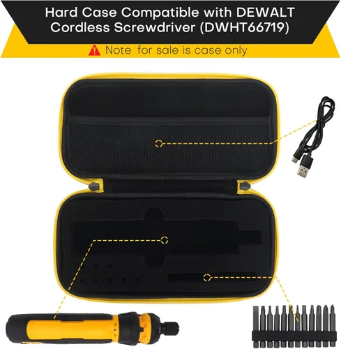 Miniatura 2 de YouKnow Funda de viaje compatible con destornillador inalámbrico DEWALT (DWHT66719) y puntas de destornillador con espuma personalizada