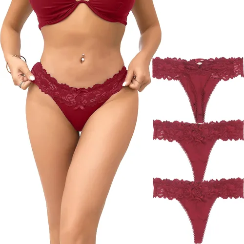 Miniatura 98 de ohyeah Tangas sexy de encaje tangas bragas de tiro bajo ropa interior para mujer de algodón entrepierna braga tangas bragas 4-18
