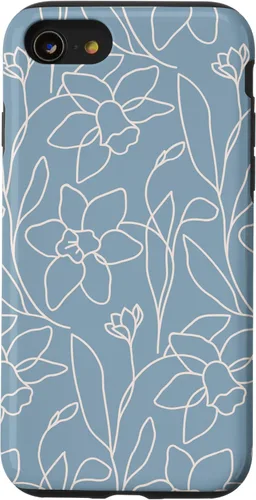 Miniatura 18 de Poppy Flower Line Art Modern Leaves Boho Light Blue Case for iPhone 17