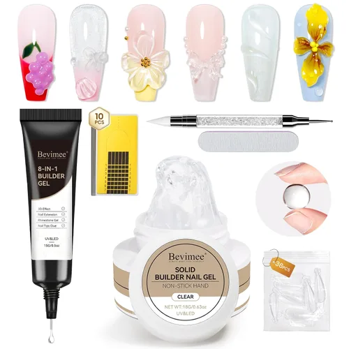 Miniatura 8 de Gel para esculpir 3D transparente para arte de uñas, 0.46 onzas de gel sólido para uñas, gel duro no pegajoso, moldeo a mano, tallado para esculpir