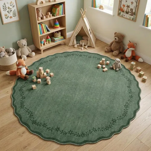 Miniatura 74 de GarveeHome Alfombra de entrada festoneada, 2 x 3, color azul sólido, lavable, alfombra floral para entrada interior, alfombra floral antideslizante