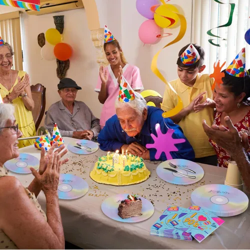 Miniatura 7 de 50 platos y servilletas de papel de fiesta de los 90 para platos de postre de los 90, decoración temática de los años 90, juego de vajilla