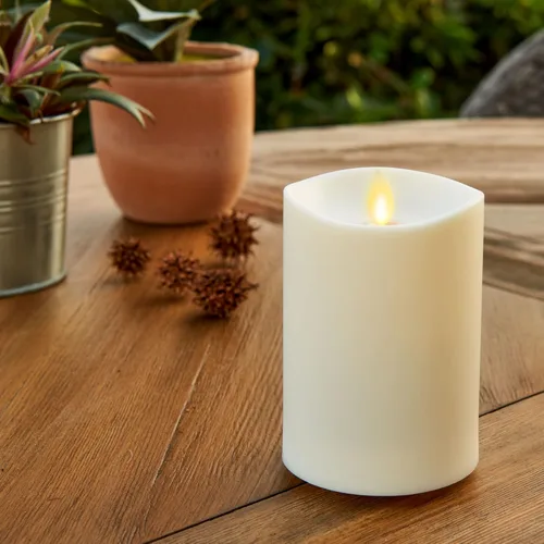 Miniatura 9 de Luminara Vela de pilar de llama móvil artificial realista para exteriores, llama móvil, luces LED que funcionan con pilas para Navidad exterior