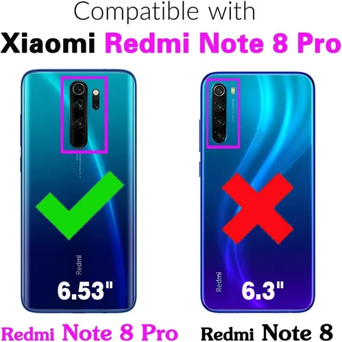 Miniatura 2 de Asuwish Funda de teléfono para Xiaomi Redmi Note 8 Pro con protector de pantalla de vidrio templado y accesorios para celulares, silicona TPU suave