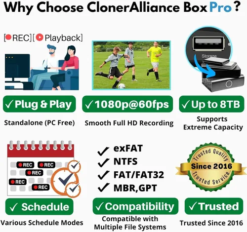 Miniatura 6 de HDML-Cloner Box Pro captura videos/juegos y reproducelos instantáneamente con el control remoto, programe grabaciones, entrada HDMI/VGA/AV/YPbPr.