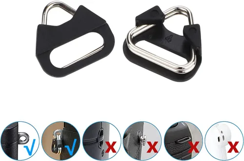 Miniatura 6 de Leftfoto Anillo dividido triangular de acero inoxidable, anillo de gancho para correa de cámara, con tapa de plástico, para cinturón para correa