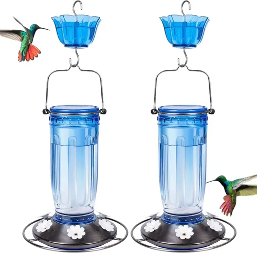 Miniatura 15 de Kingsyard Comedero de vidrio para colibríes para exteriores, comedero para pájaros silvestres con 6 puertos de alimentación para colgar para patio