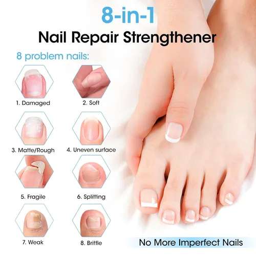 Miniatura 3 de GELLEN Fortalecedor de uñas con aroma a océano, suero de crecimiento de reparación de uñas Pro Care 8 en 1 para uñas finas y dañadas, acabado claro