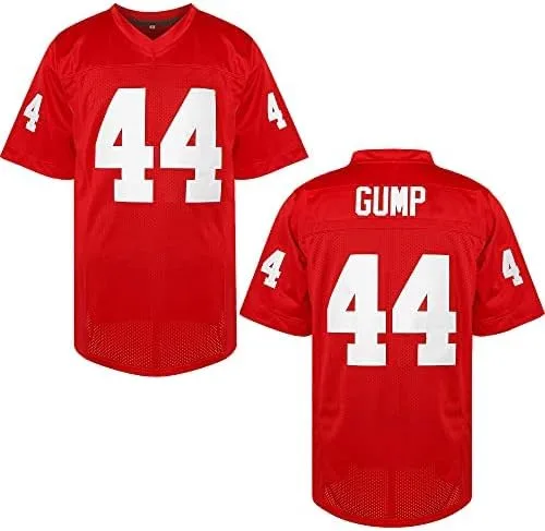 Forrest Gump Jersey #44 - Camiseta de fútbol de película cosida para hombre, color rojo, tallas S-3XL
