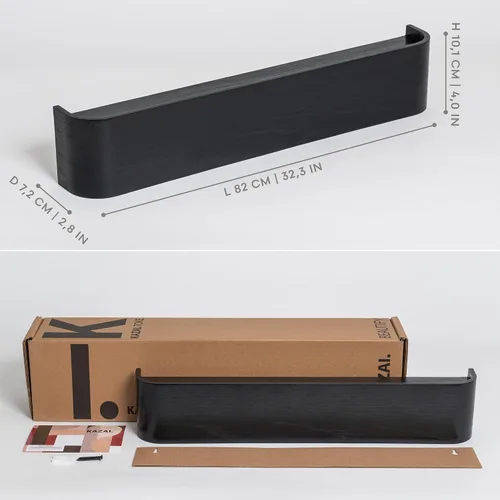 Miniatura 2 de Kazai. Perchero de pared 'Toke' – Perchero de diseño moderno con ganchos ocultos de pared – Perchero de panel de chapa de madera maciza – Roble